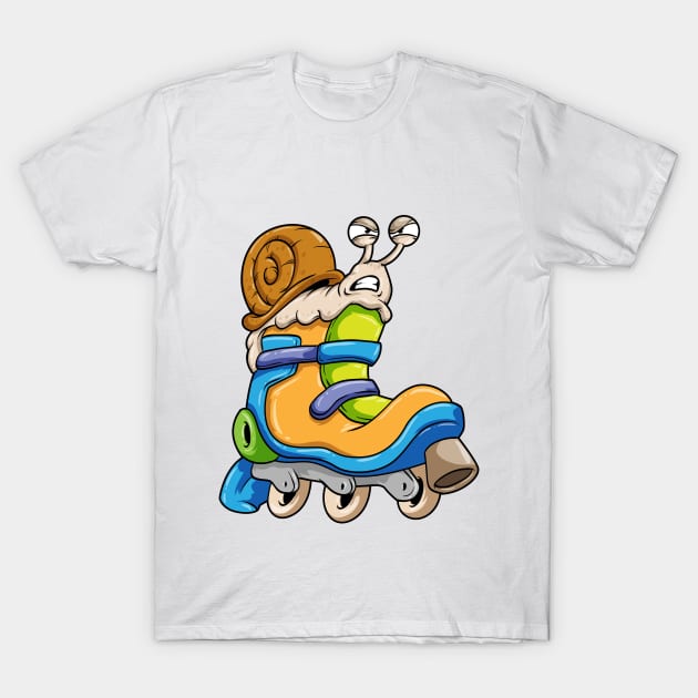 Snail as Inline skater with Inline skates Wheels T-Shirt by Markus Schnabel